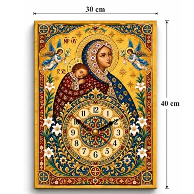 Icoană cu ceas Maica Domnului Purtătoare de Grijă — miniatura 4