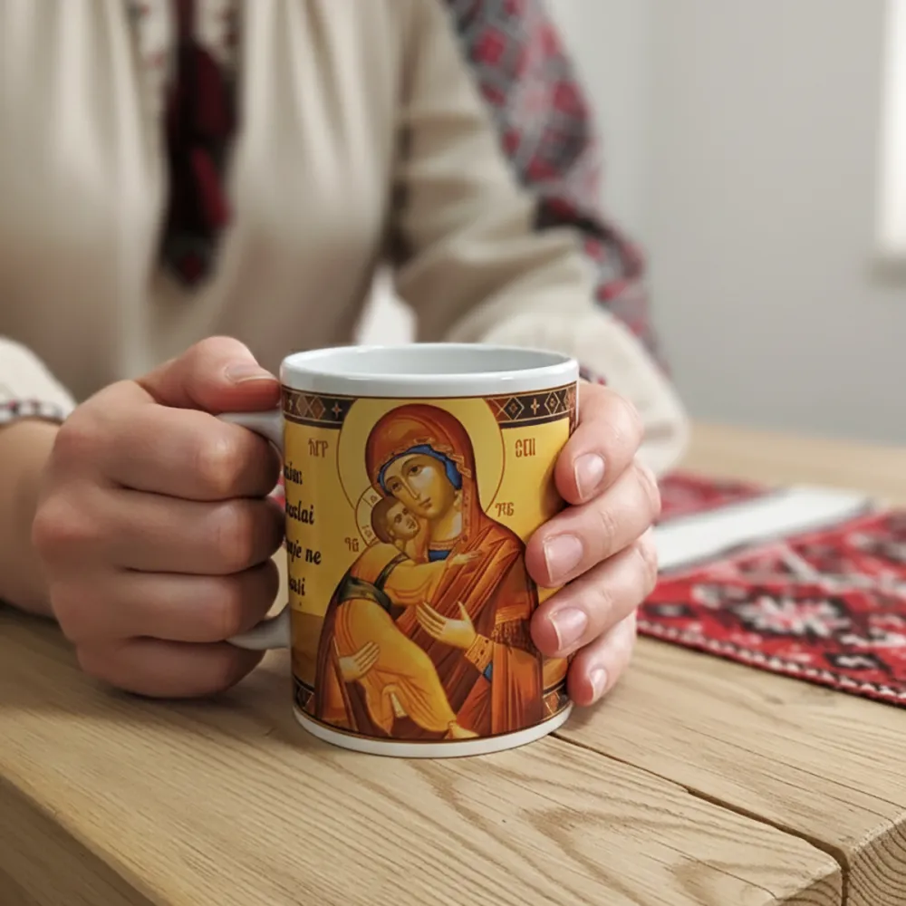 Cană cu icoana Maicii Domnului Theotokos — imaginea 2