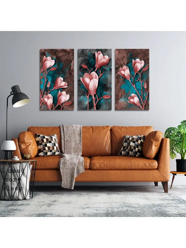 Set 3 tablouri canvas Magnolii – decor floral — imaginea 2