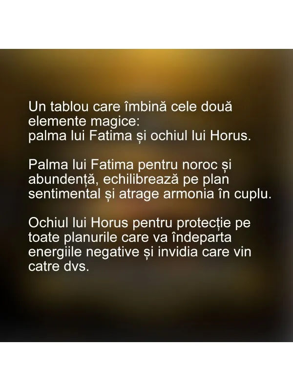 Tablou canvas Palma lui Fatima și ochiul lui Horus – decor feng shui — imaginea 2