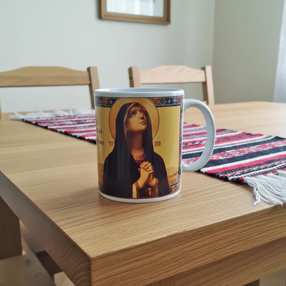 Cană cu icoana Maicii Domnului Tânguirea de la Sihăstria — imaginea 3
