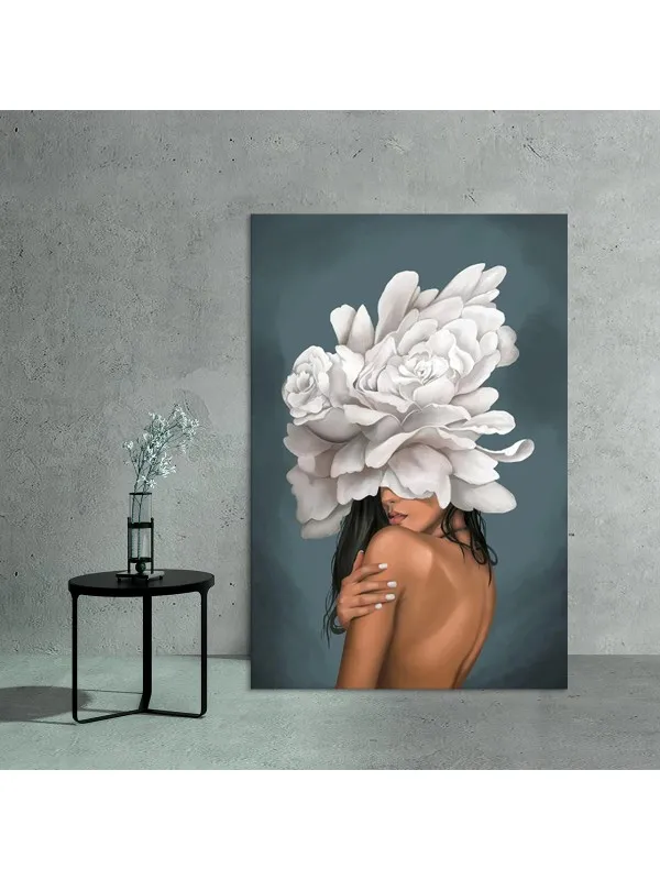 Tablou canvas Fată cu flori – portret decorativ — imaginea 3