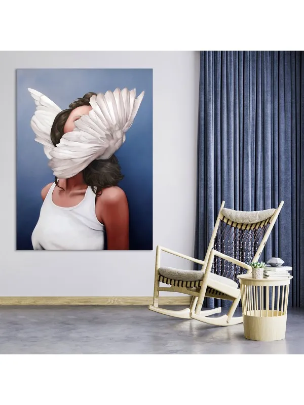 Tablou canvas Fată cu aripi – portret decorativ — imaginea 3