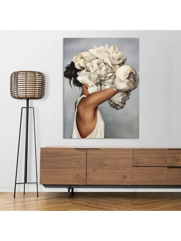 Tablou canvas Woman bouquet of flowers – portret decorativ — imaginea 3