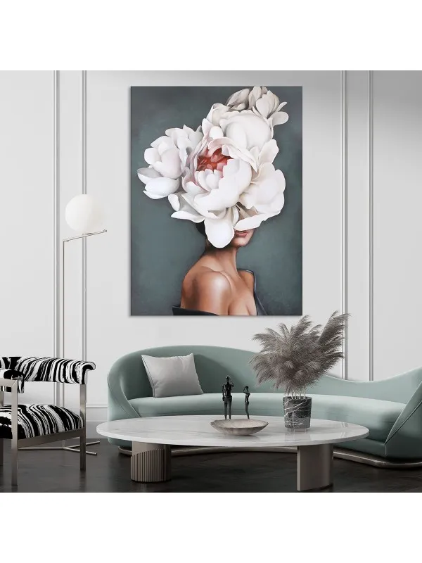 Tablou canvas Girl with flowers – portret decorativ — imaginea 2