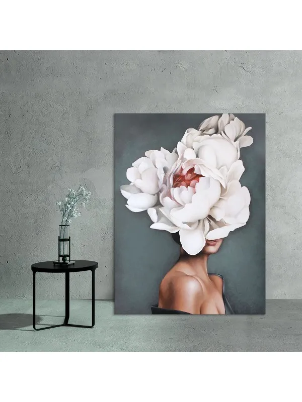 Tablou canvas Girl with flowers – portret decorativ — imaginea 3