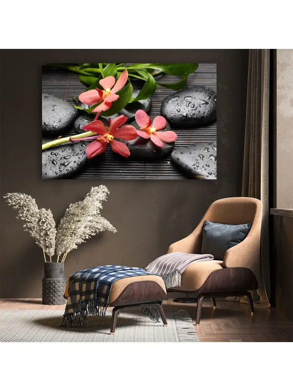 Tablou canvas Orhidee imperială și pietre zen – decor feng shui — imaginea 2