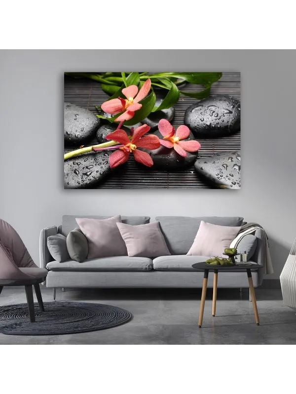 Tablou canvas Orhidee imperială și pietre zen – decor feng shui — imaginea 3