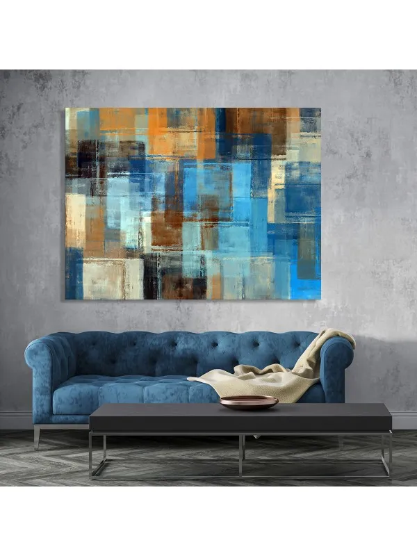 Tablou canvas Blue brown – abstract în albastru și maro — imaginea 2