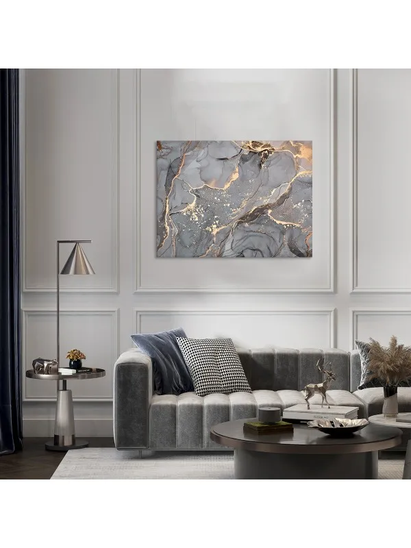 Tablou canvas Gray and gold – abstract în gri și auriu — imaginea 3