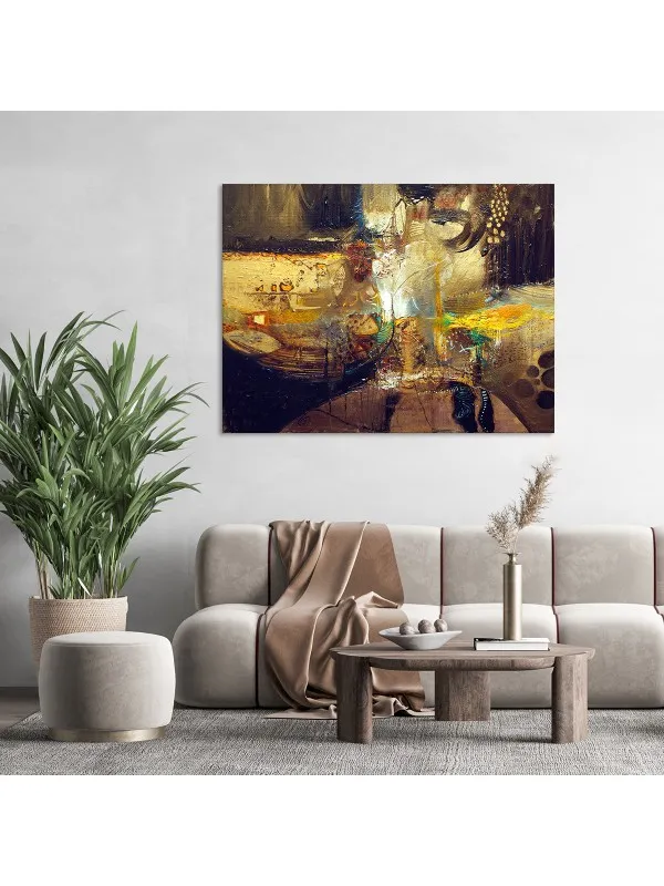 Tablou canvas Brown and yellow – abstract în maro și galben — imaginea 2