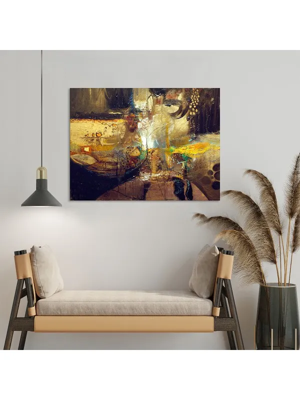 Tablou canvas Brown and yellow – abstract în maro și galben — imaginea 3