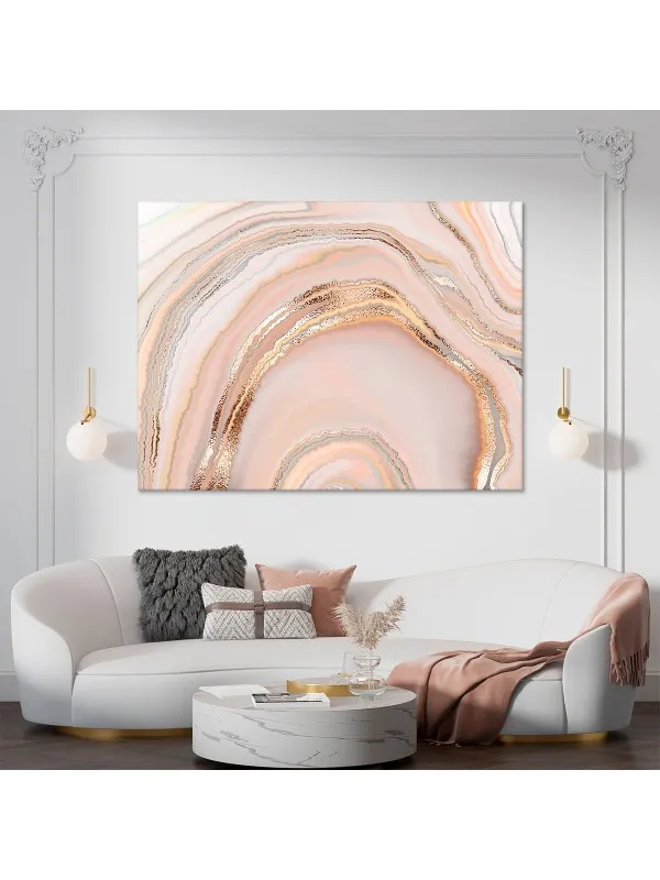 Tablou canvas Pink and gold – abstract în roz și auriu — imaginea 2