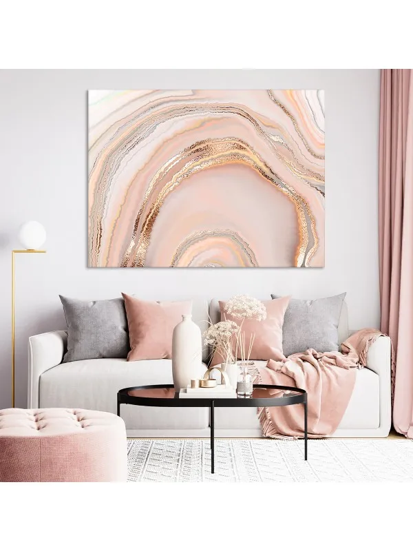 Tablou canvas Pink and gold – abstract în roz și auriu — imaginea 3