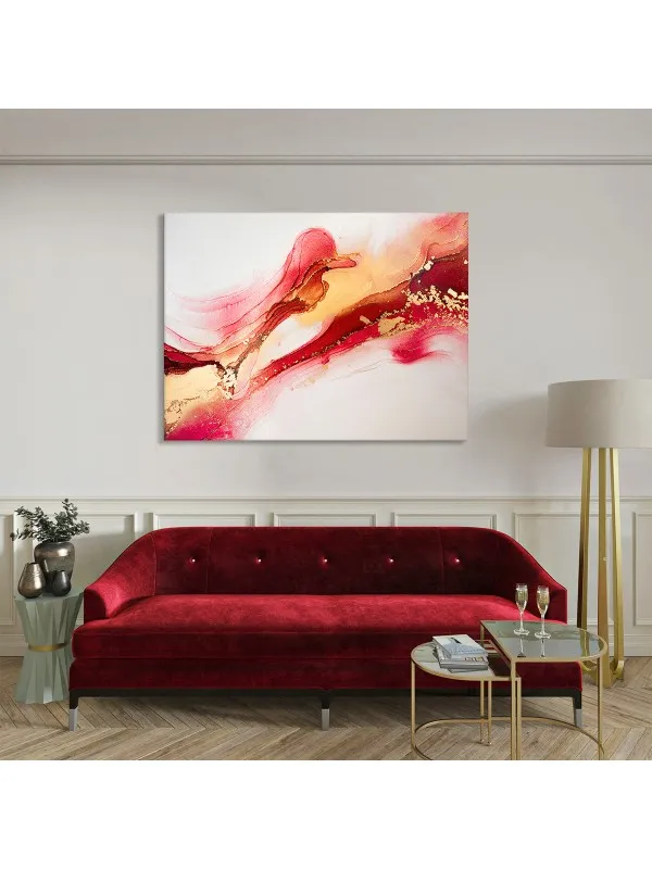 Tablou canvas Red and gold – abstract în roșu și auriu — imaginea 3