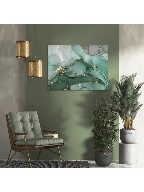 Tablou canvas Shades turquoise – abstract în nuanțe de turcoaz — imaginea 2
