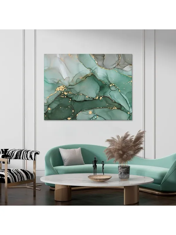 Tablou canvas Shades turquoise – abstract în nuanțe de turcoaz — imaginea 3