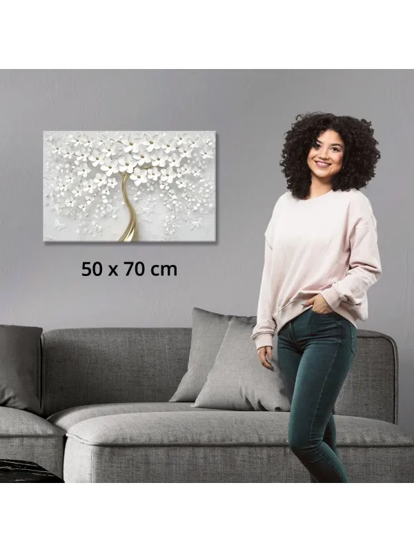 Tablou canvas Copacul cu flori albe – decor feng shui — imaginea 3
