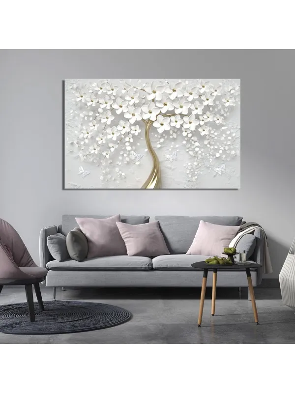 Tablou canvas Copacul cu flori albe – decor feng shui — imaginea 7