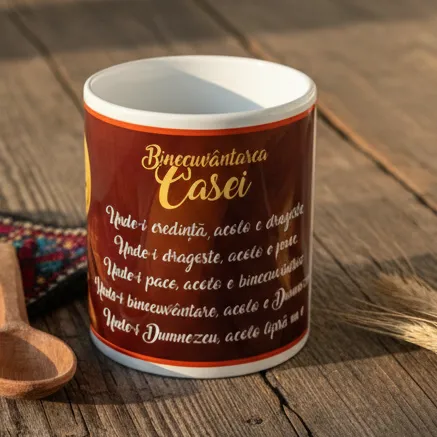 Cană Binecuvântarea casei – cu Iisus Hristos și Maica Domnului — imaginea 3