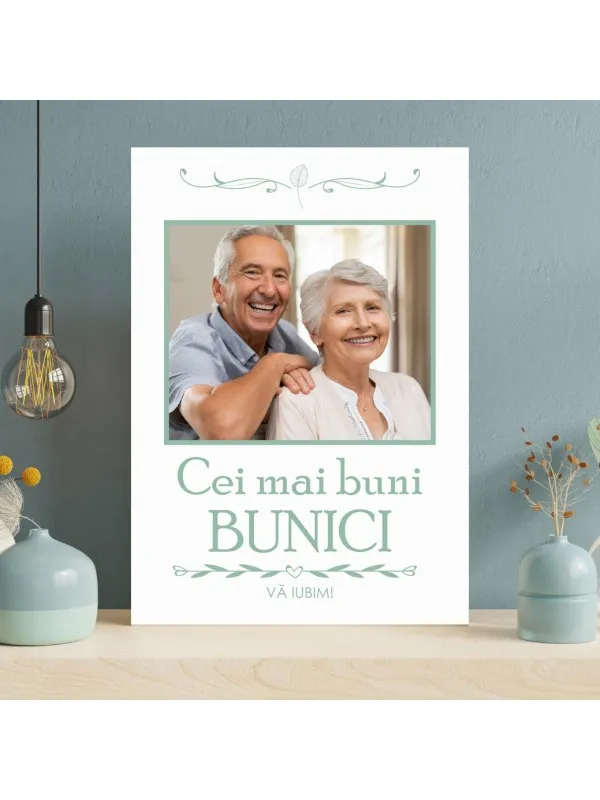 Tablou canvas personalizat pentru bunici, cu poză și mesaj – 50x70 cm — imaginea 2