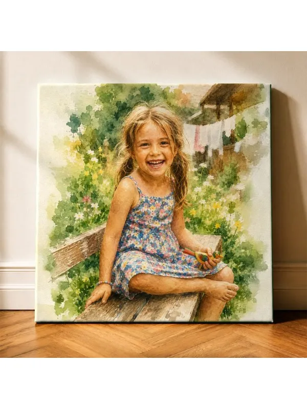 Tablou canvas personalizat cu efect de acuarelă – format vertical — imaginea 4