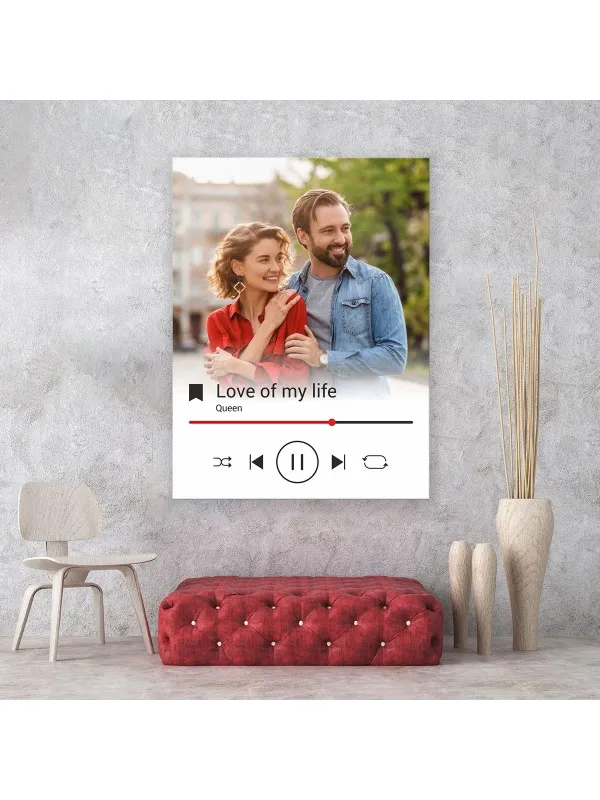 Tablou canvas personalizat cu poza și melodia voastră – fond alb — imaginea 2