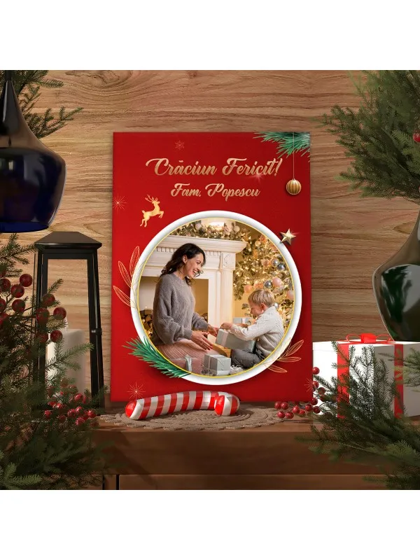 Tablou canvas personalizat cu mesaj de Crăciun și numele familiei – format dreptunghiular — imaginea 2