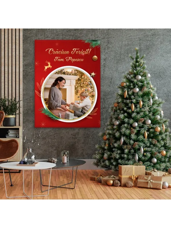 Tablou canvas personalizat cu mesaj de Crăciun și numele familiei – format dreptunghiular — imaginea 4