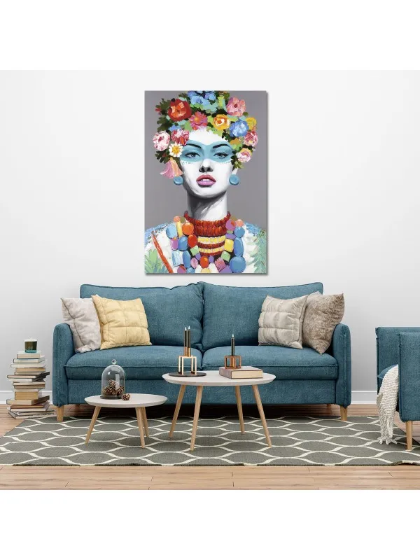 Tablou canvas Armonia naturii – portret de femeie cu flori — imaginea 2