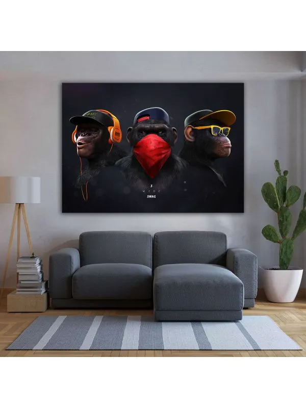 Tablou canvas Evoluție urbană Swag Wise 3 – trei gorile — imaginea 2