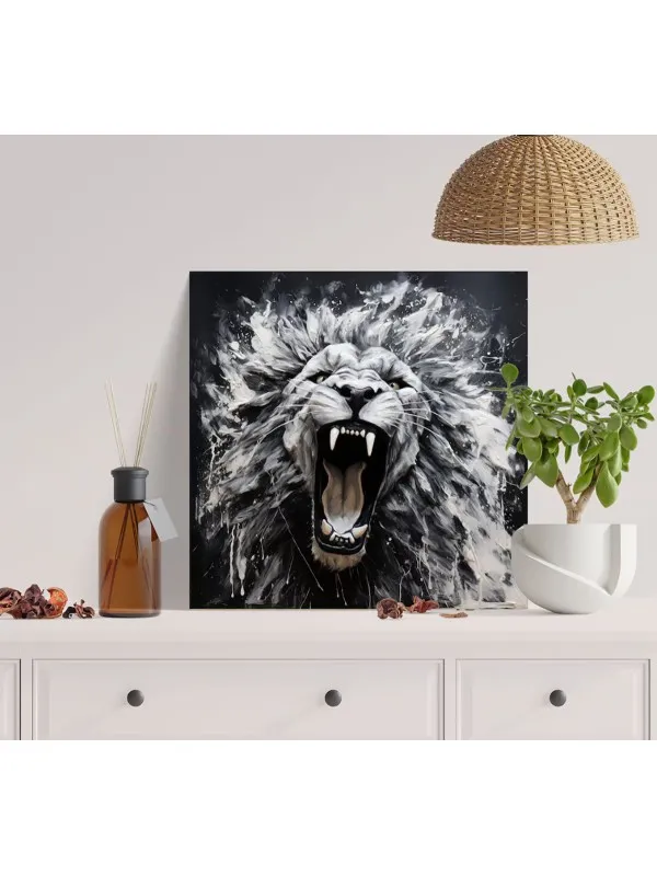 Tablou canvas Leu cu trăsături puternice – pentru living sau birou — imaginea 2