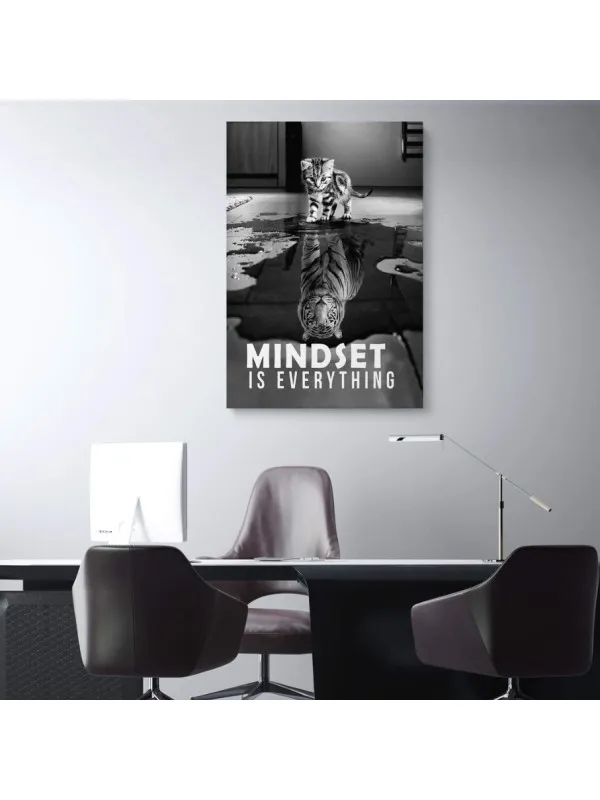 Tablou canvas Mindset is everything – gândire pozitivă, alb-negru — imaginea 2