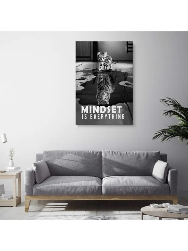 Tablou canvas Mindset is everything – gândire pozitivă, alb-negru — imaginea 3