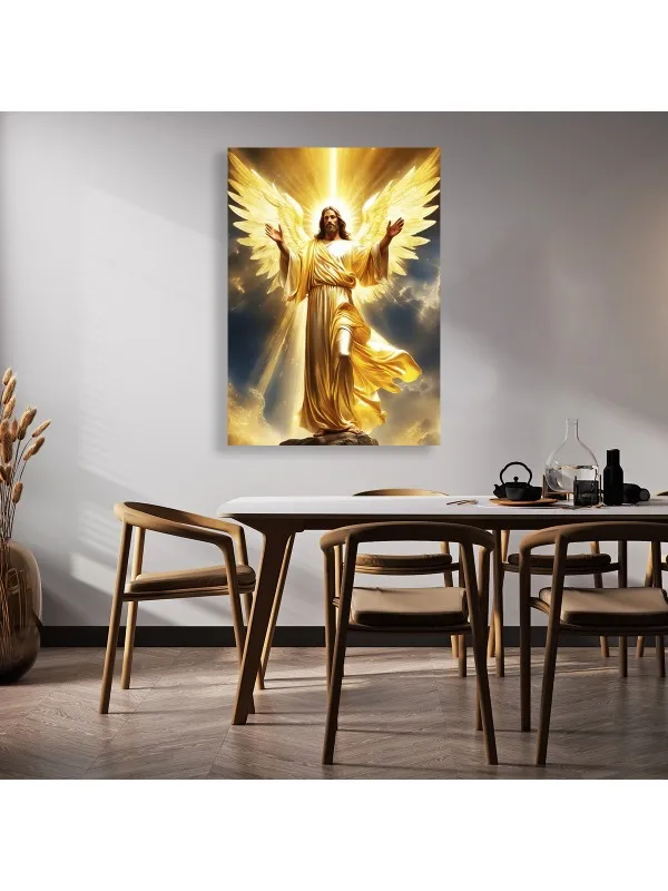 Tablou canvas Protectorul de aur – figură înaripată în veșmânt auriu — imaginea 2