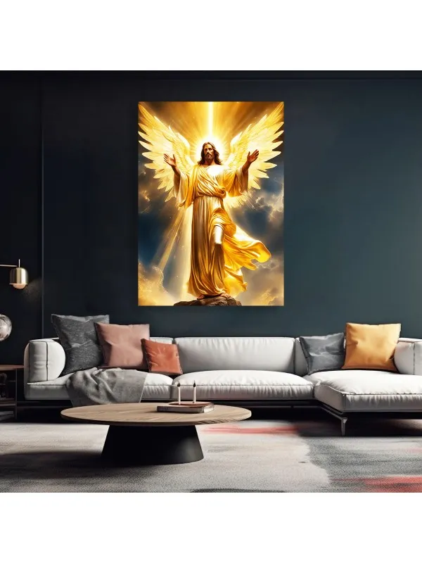 Tablou canvas Protectorul de aur – figură înaripată în veșmânt auriu — imaginea 3