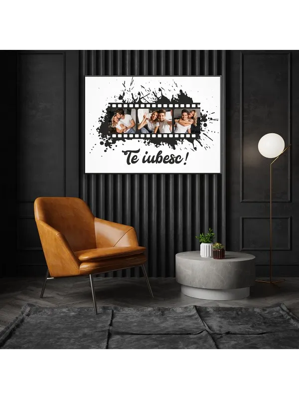Tablou canvas personalizat colaj de iubire cu 3 poze – Te iubesc — imaginea 2