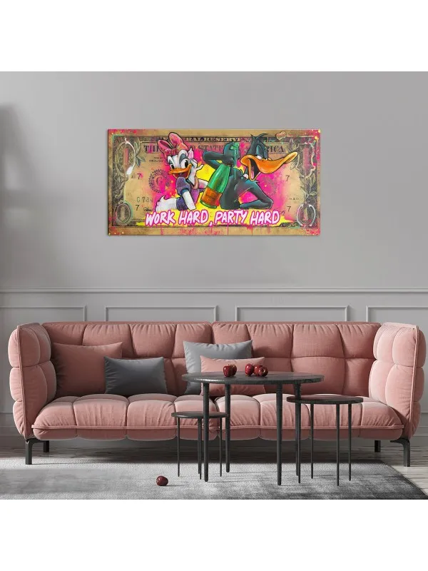 Tablou canvas Work hard, party hard – pop art — imaginea 3