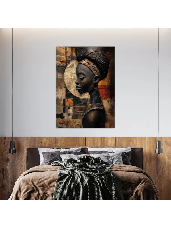Tablou canvas Africa – portret de femeie în tonuri calde — imaginea 2