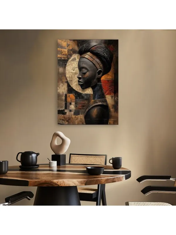 Tablou canvas Africa – portret de femeie în tonuri calde — imaginea 3