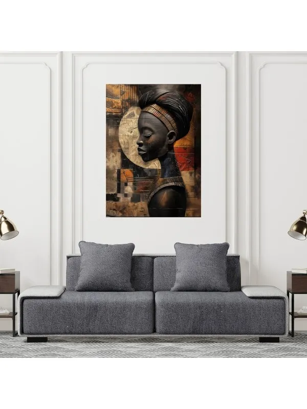 Tablou canvas Africa – portret de femeie în tonuri calde — imaginea 4