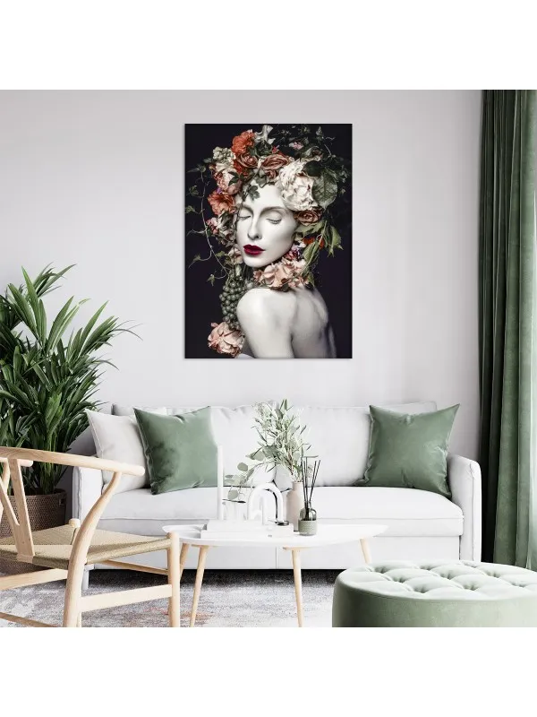 Tablou canvas Reflectarea interiorului – portret cu flori — imaginea 2