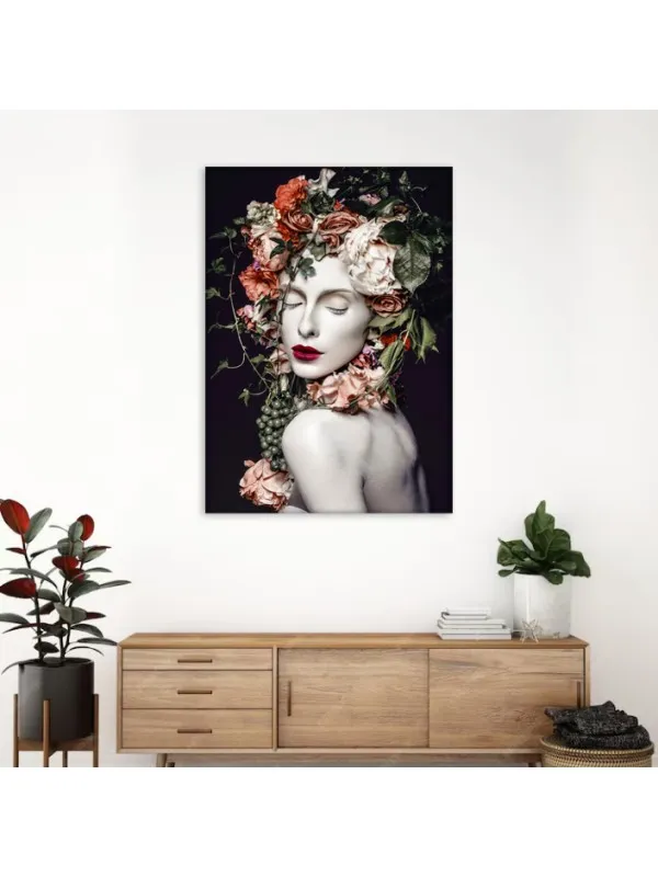 Tablou canvas Reflectarea interiorului – portret cu flori — imaginea 3