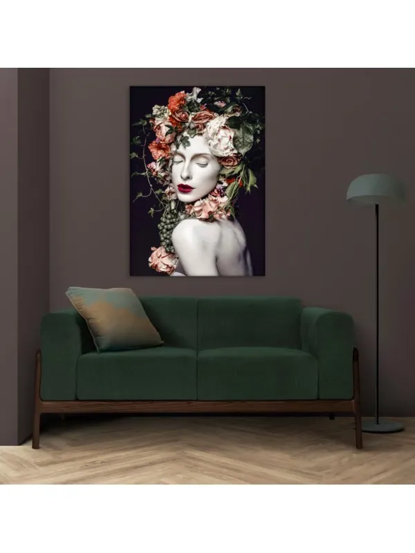 Tablou canvas Reflectarea interiorului – portret cu flori — imaginea 4
