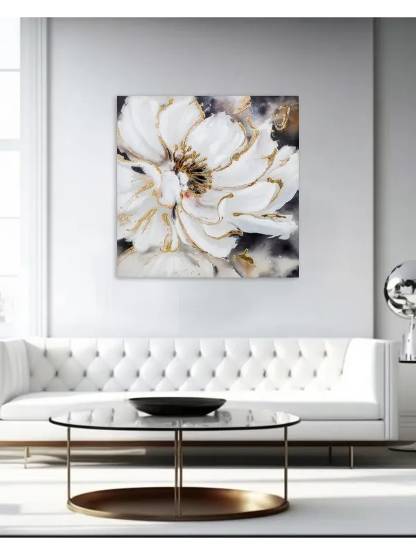 Tablou canvas Primăvara pe pânză II – floare albă — imaginea 4