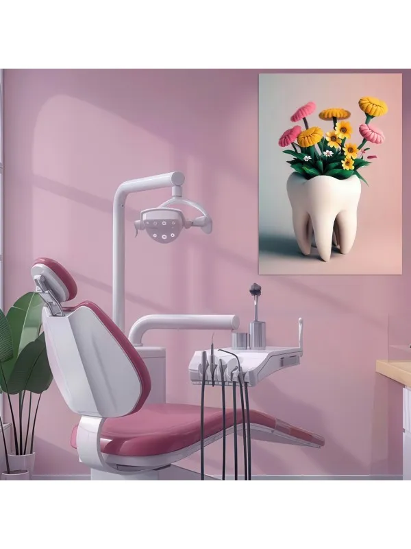 Tablou canvas Flori în dinți – pentru cabinet stomatologic — imaginea 2
