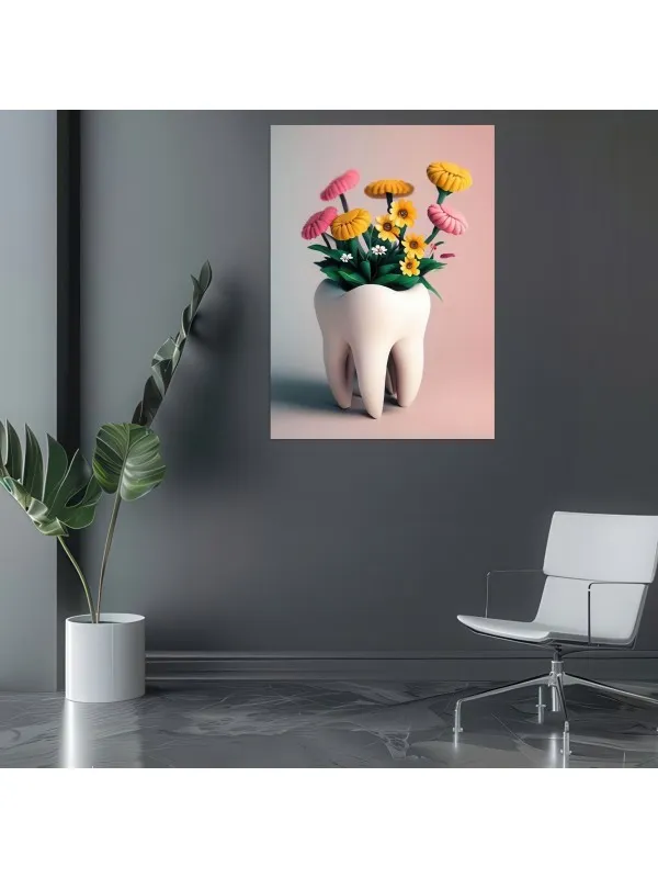 Tablou canvas Flori în dinți – pentru cabinet stomatologic — imaginea 3