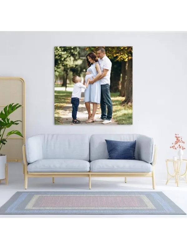 Tablou canvas personalizat cu poza familiei – 90x90 cm (pătrat) — imaginea 3