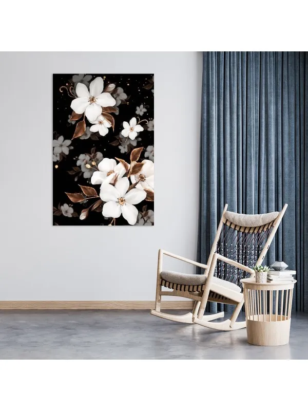 Tablou canvas Noapte și puritate – decor floral — imaginea 2