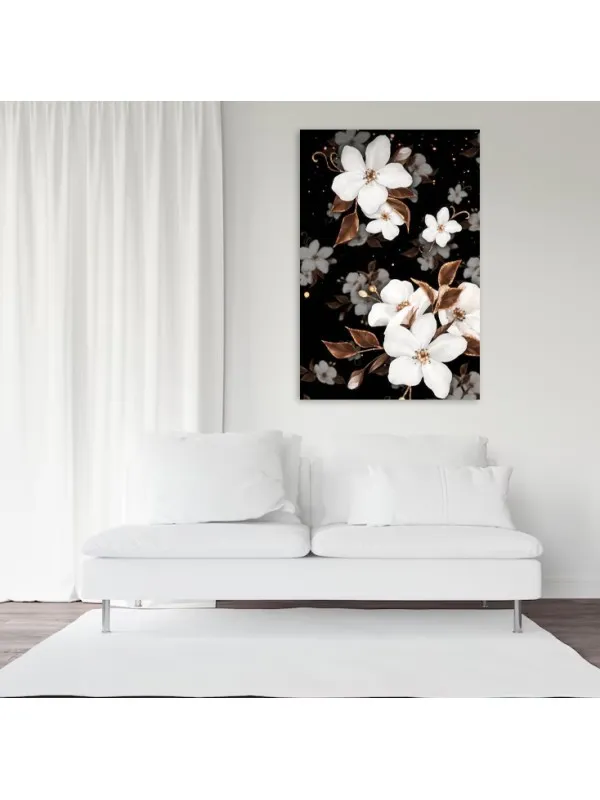 Tablou canvas Noapte și puritate – decor floral — imaginea 3